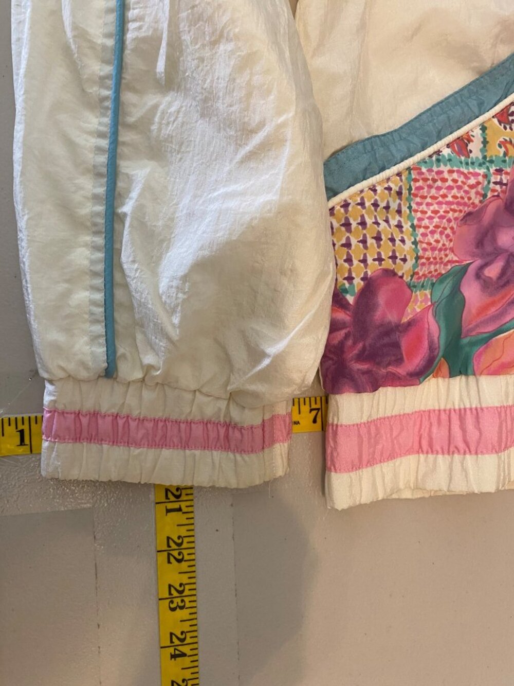 Vintage 80s East West Floral Patchwork Nylon Jacket Medium Pink White - Picture 9 of 9